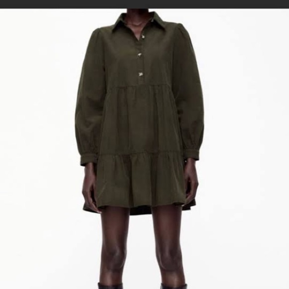 Zara S Corduroy Tiered Dress